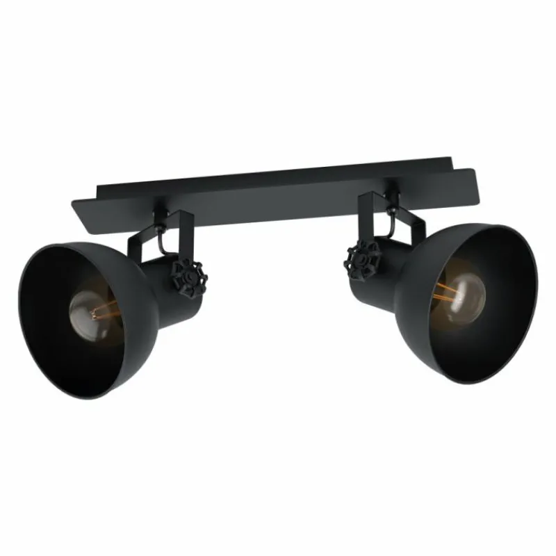 Lampes Industrielles-Luminaires Eglo Plafonnier Eglo BARNSTAPLE Noir, 2 lumières