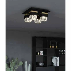 Lampes Dorées-Luminaires Eglo Plafonnier Eglo BARRANCAS Or, Noir, 4 lumières
