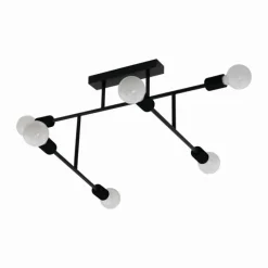 Lampes Vintages & Rétros-Luminaires Eglo Plafonnier Eglo BELSIANA Noir, 6 lumières