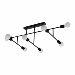 Lampes Vintages & Rétros-Luminaires Eglo Plafonnier Eglo BELSIANA Noir, 8 lumières