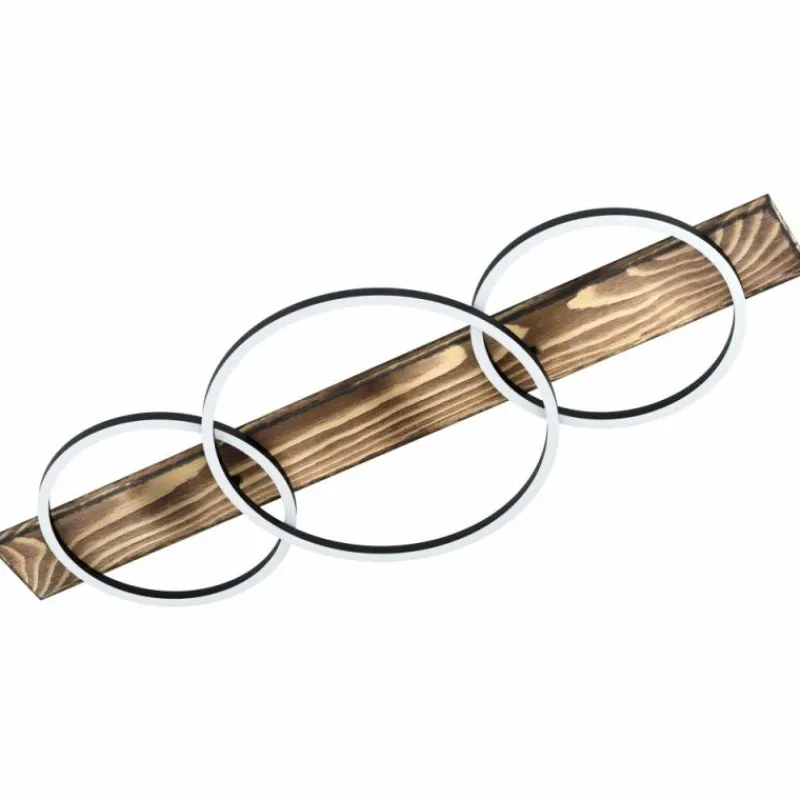 Lampes En Bois-Luminaires Eglo Plafonnier Eglo BOYAL LED Brun, Noir, 3 lumières