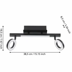 Luminaires Eglo Plafonnier Eglo CARDILLIO LED Noir, 3 lumières* Éclairage Led