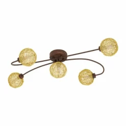 Luminaires Rustiques-Luminaires Eglo Plafonnier Eglo CARIS Rouille, 5 lumières
