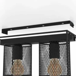 Lampes Industrielles-Luminaires Eglo Plafonnier Eglo CATTERICK Noir, 2 lumières