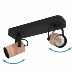 Luminaires Eglo Plafonnier Eglo CAYUCA LED Noir, 2 lumières* Éclairage Led