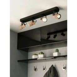 Luminaires Eglo Plafonnier Eglo CAYUCA LED Noir, 4 lumières* Spots Et Projecteurs