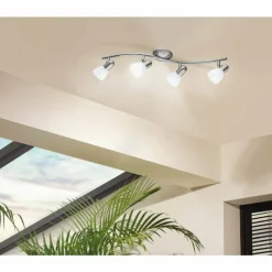 Luminaires Eglo Plafonnier Eglo DAKAR LED Chrome, Nickel mat, 4 lumières