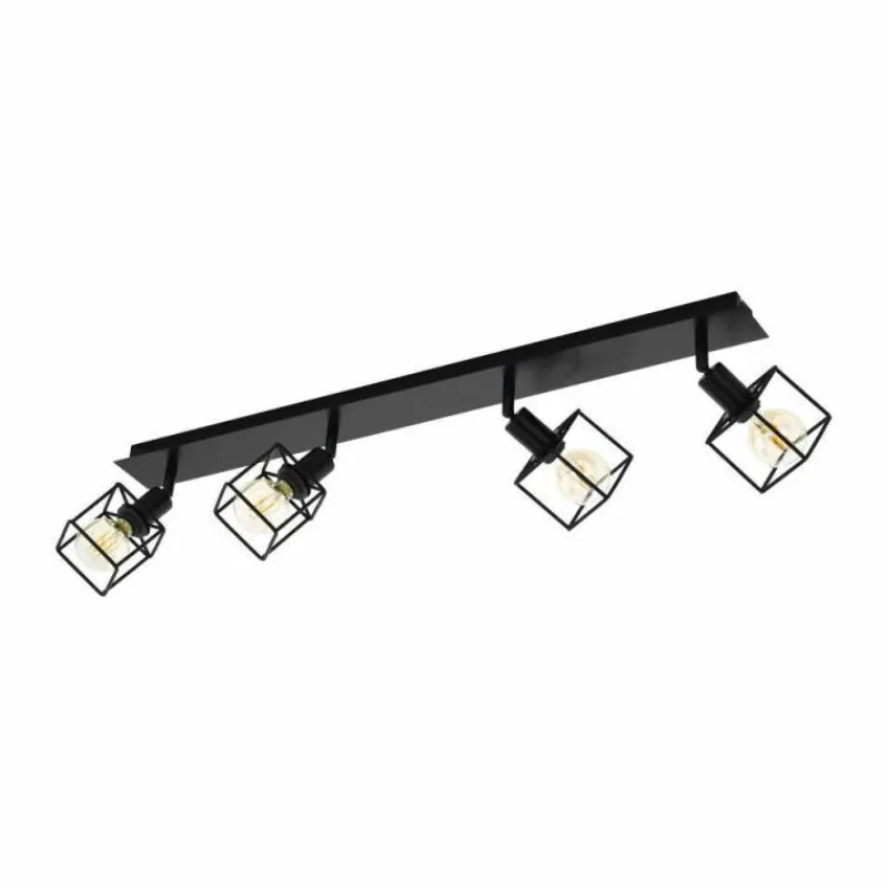 Lampes Industrielles-Luminaires Eglo Plafonnier Eglo ELDRICK Noir, 4 lumières