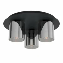 Suspension Verre Fumé-Luminaires Eglo Plafonnier Eglo GOROSIBA Noir, 3 lumières