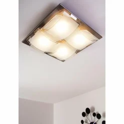 Luminaires Eglo Plafonnier Eglo GUADIANO LED Nickel mat, 4 lumières