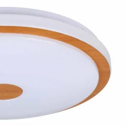 Lampes En Bois-Luminaires Eglo Plafonnier Eglo LANCIANO LED Brun, Blanc, 1 lumière, Télécommandes