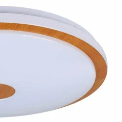 Lampes En Bois-Luminaires Eglo Plafonnier Eglo LANCIANO LED Brun, Blanc, 1 lumière, Télécommandes