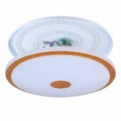 Lampes En Bois-Luminaires Eglo Plafonnier Eglo LANCIANO LED Brun, Blanc, 1 lumière, Télécommandes