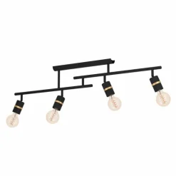 Luminaires Eglo Plafonnier Eglo LURONE Laiton, Noir, 4 lumières* Spots Et Projecteurs