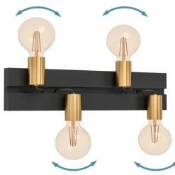 Luminaires Eglo Plafonnier Eglo MACCHIONE Laiton, Noir, 4 lumières* Plafonniers