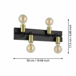 Luminaires Eglo Plafonnier Eglo MACCHIONE Laiton, Noir, 4 lumières* Plafonniers