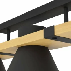 Lampes En Bois-Luminaires Eglo Plafonnier Eglo MACCLES Écru, Noir, 3 lumières