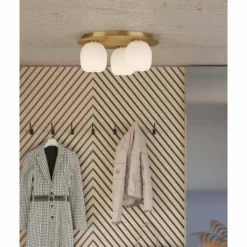 Luminaires Eglo Plafonnier Eglo MANZANARES Or, Laiton, 3 lumières