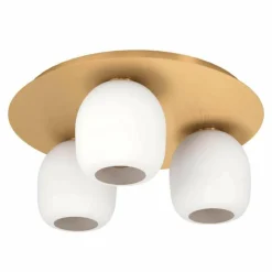 Luminaires Eglo Plafonnier Eglo MANZANARES Or, Laiton, 3 lumières