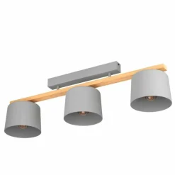 Lampes En Bois-Luminaires Eglo Plafonnier Eglo MARIEL Brun, Gris, 3 lumières