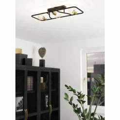 Luminaires Eglo Plafonnier Eglo MESSINARO Laiton, Noir, 3 lumières* Plafonniers