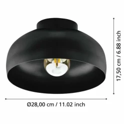 Luminaires Eglo Plafonnier Eglo MOGANO Noir, 1 lumière* Plafonniers