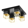 Lampes Dorées-Luminaires Eglo Plafonnier Eglo MONTEBALDO Or, Noir, 4 lumières