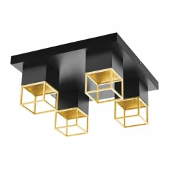Lampes Dorées-Luminaires Eglo Plafonnier Eglo MONTEBALDO Or, Noir, 4 lumières
