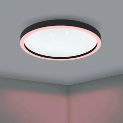 Luminaires Eglo Plafonnier Eglo MONTEMORELOS-Z LED Noir, 1 lumière, Changeur de couleurs