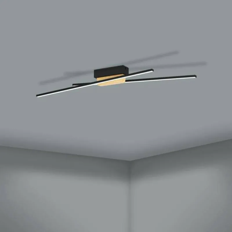 Lampes En Bois-Luminaires Eglo Plafonnier Eglo PANAGRIA LED Brun, Noir, 2 lumières
