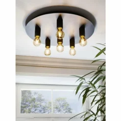 Lampes Industrielles-Luminaires Eglo Plafonnier EGLO PASSANO Noir, 6 lumières