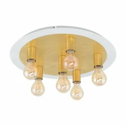 Lampes Dorées-Luminaires Eglo Plafonnier Eglo PASSANO Or, Blanc, 6 lumières