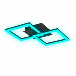 Luminaires Eglo Plafonnier Eglo RGBIC LED Noir, 2 lumières, Télécommandes, Changeur de couleurs* Éclairage Led