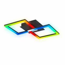 Luminaires Eglo Plafonnier Eglo RGBIC LED Noir, 2 lumières, Télécommandes, Changeur de couleurs* Éclairage Led