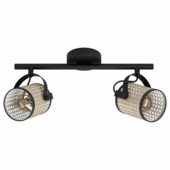 Lampes En Tissu-Luminaires Eglo Plafonnier Eglo RUSCOMB Noir, 2 lumières