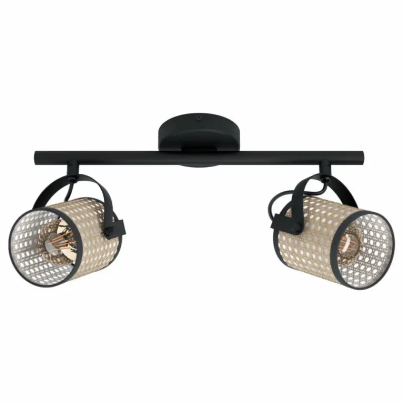 Lampes En Tissu-Luminaires Eglo Plafonnier Eglo RUSCOMB Noir, 2 lumières