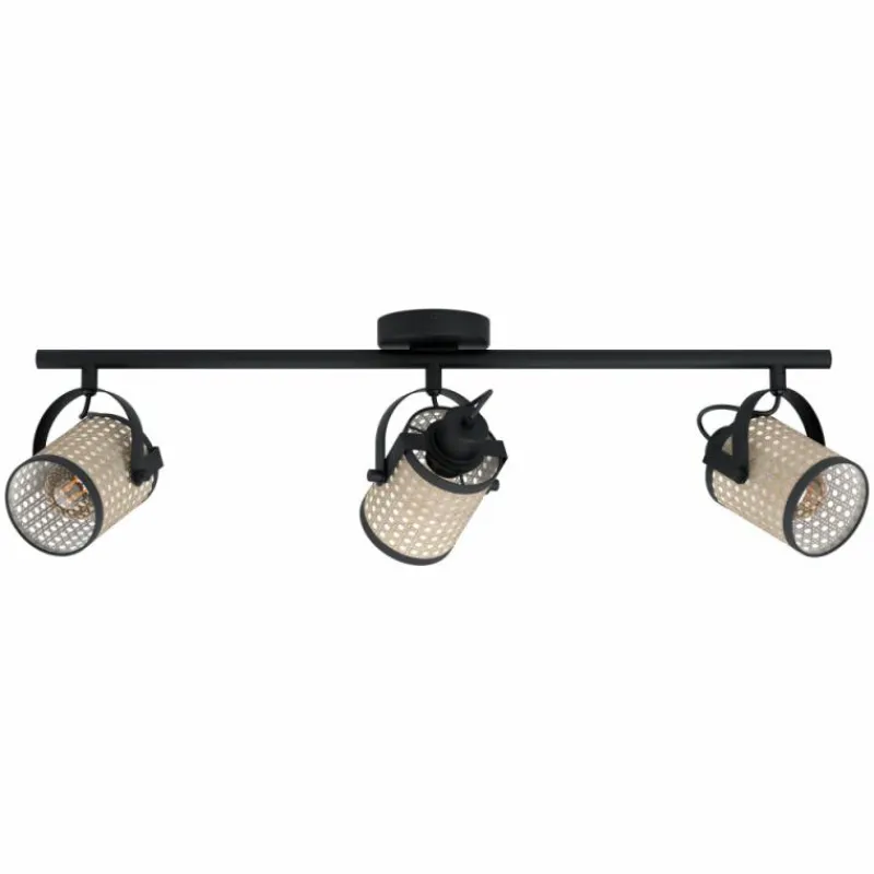 Lampes En Tissu-Luminaires Eglo Plafonnier Eglo RUSCOMB Noir, 3 lumières