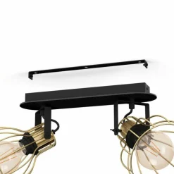 Lampes Industrielles-Luminaires Eglo Plafonnier Eglo SAMBATELLO Laiton, Noir, 2 lumières