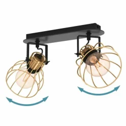 Lampes Industrielles-Luminaires Eglo Plafonnier Eglo SAMBATELLO Laiton, Noir, 2 lumières