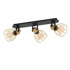 Lampes Industrielles-Luminaires Eglo Plafonnier Eglo SAMBATELLO Laiton, Noir, 3 lumières