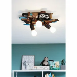 Lampes En Bois-Luminaires Eglo Plafonnier Eglo SAN CARLO Multicolore, 3 lumières