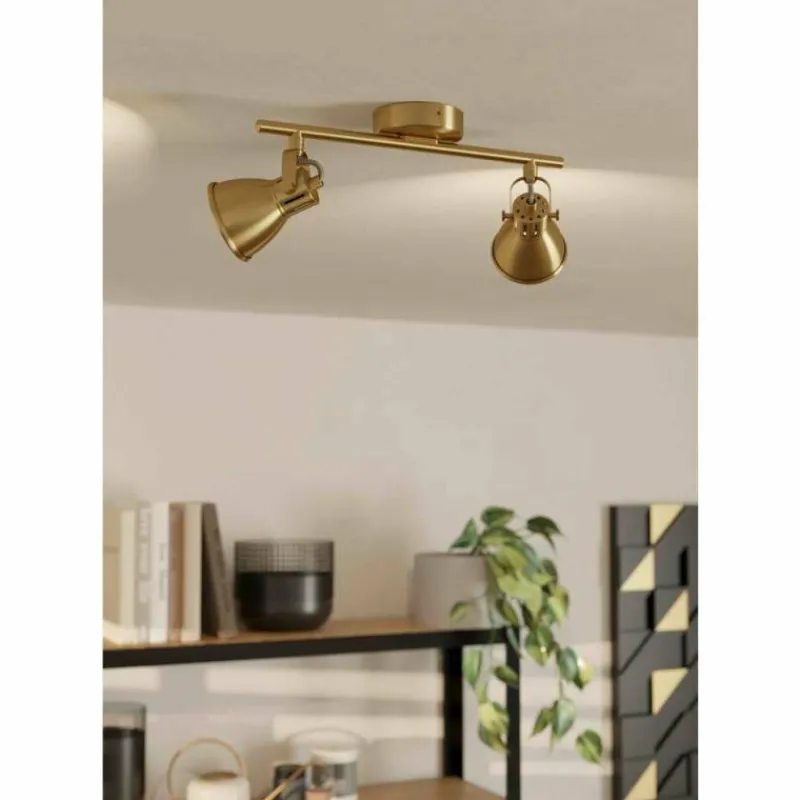 Lampes Dorées-Luminaires Eglo Plafonnier Eglo SERAS LED Or, Laiton, 2 lumières