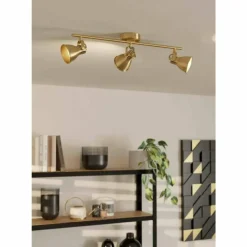 Lampes Dorées-Luminaires Eglo Plafonnier Eglo SERAS LED Or, Laiton, 3 lumières