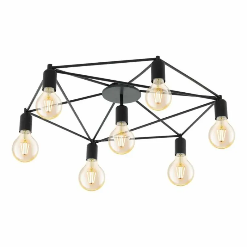 Lampes Industrielles-Luminaires Eglo Plafonnier Eglo STAITI Noir, 7 lumières