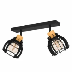 Lampes En Bois-Luminaires Eglo Plafonnier Eglo STILLINGTON Écru, Noir, 2 lumières