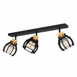Lampes En Bois-Luminaires Eglo Plafonnier Eglo STILLINGTON Écru, Noir, 3 lumières