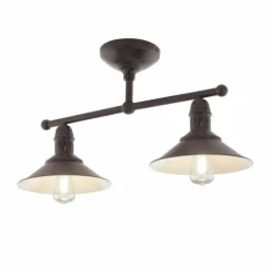 Lampes Vintages & Rétros-Luminaires Eglo Plafonnier Eglo STOCKBURY Brun, Crème, 2 lumières