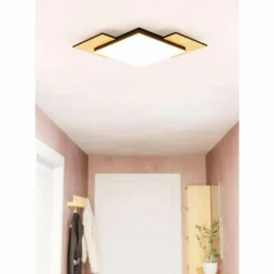 Lampes En Bois-Luminaires Eglo Plafonnier Eglo TAMURIA LED Brun, Noir, 1 lumière