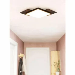 Lampes En Bois-Luminaires Eglo Plafonnier Eglo TAMURIA LED Brun, Noir, 1 lumière