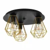 Lampes Vintages & Rétros-Luminaires Eglo Plafonnier Eglo TARBES Laiton, Noir, 3 lumières